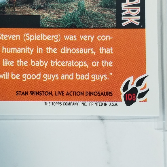 Vintage JP Topps Trading Cards Lot of 10 Jurassic Park Movie Cards Lot #1 - Picture 11 of 13